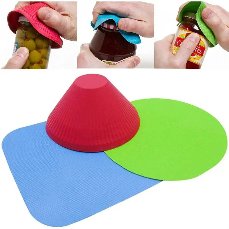 Non-Slip Silicone Jar Opener Grip Pads (3-Pack)