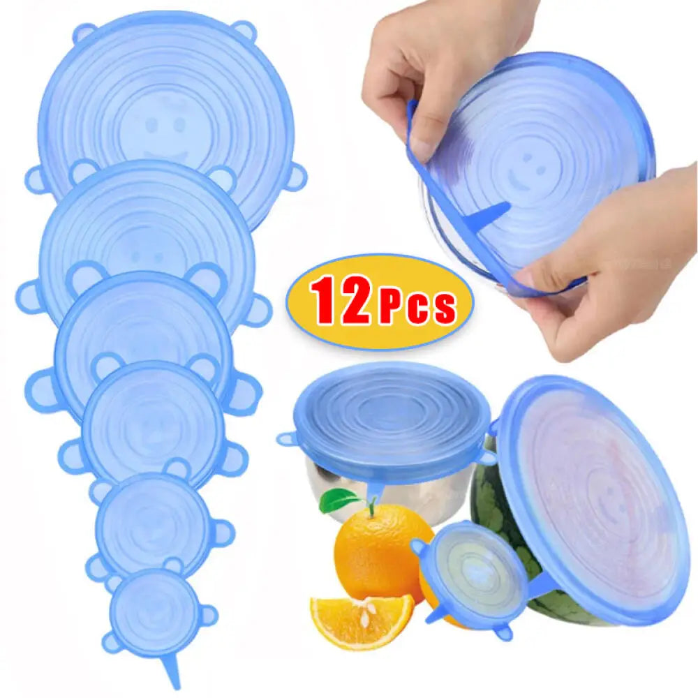 Reusable Silicone Stretch Lids – 12 Pack (Leak-Proof, Food-Safe)